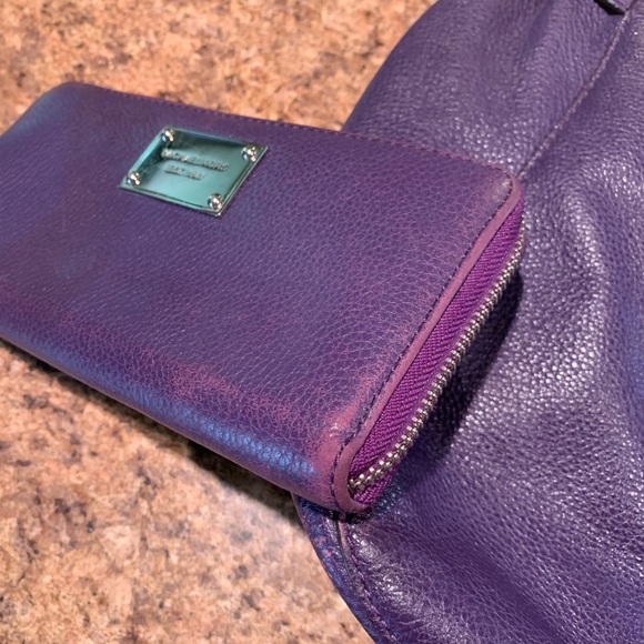 EUC Michael Kors Hobo Purse & Wallet Purple Set VINTAGE - Picture 12 of 16